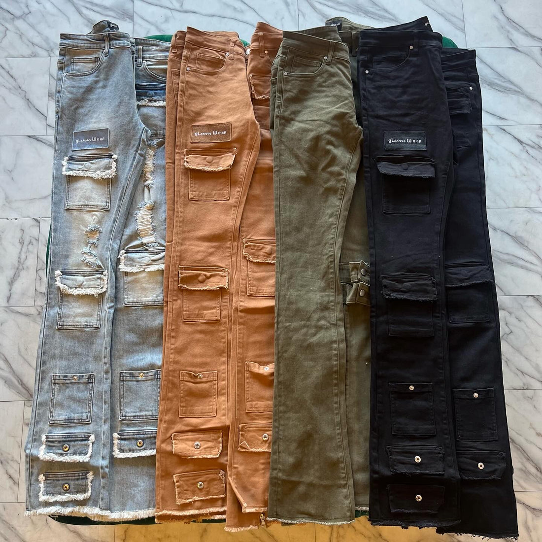 Glass Wear Stacked Jeans “Tan”